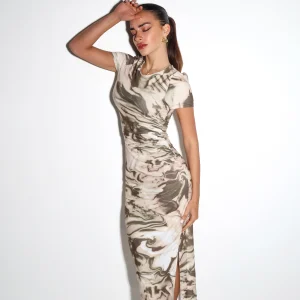 Chic Swirl Print Midi Dress