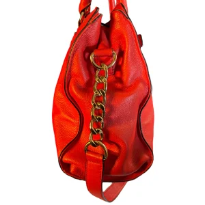 Vibrant Chain-Accent Red Handbag