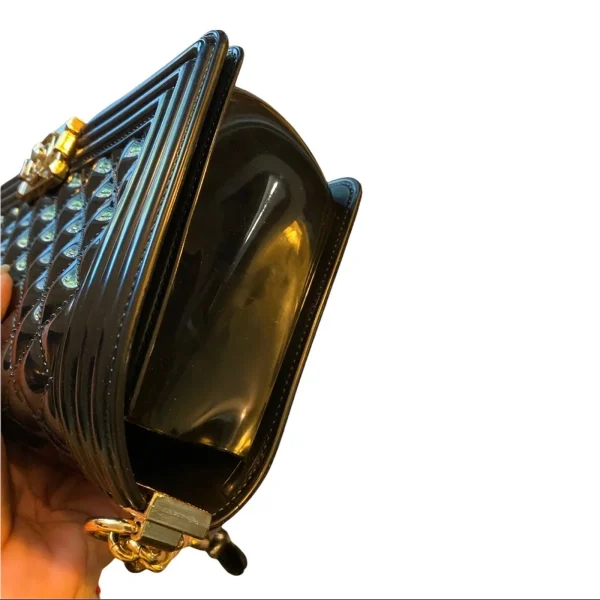 Elegant Black Quilted Shoulder Bag - Image 4