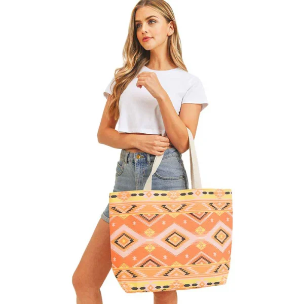 Patterned Canvas Tote Bag - Image 3