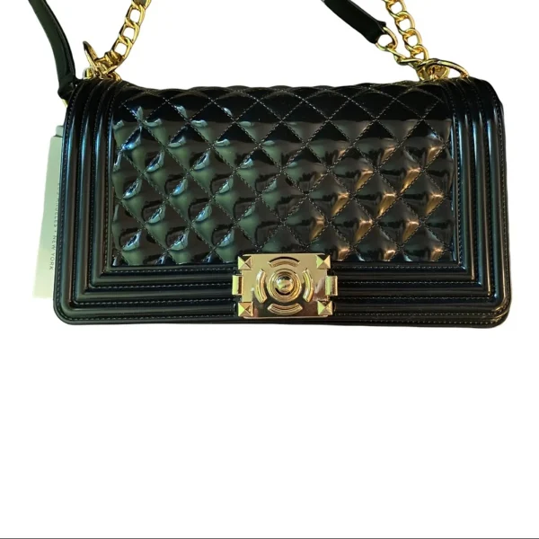Elegant Black Quilted Shoulder Bag - Image 3