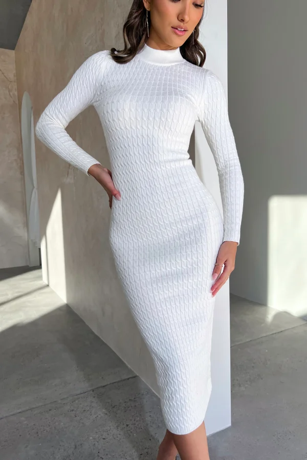 Elegant Textured Knit Dress - Image 2