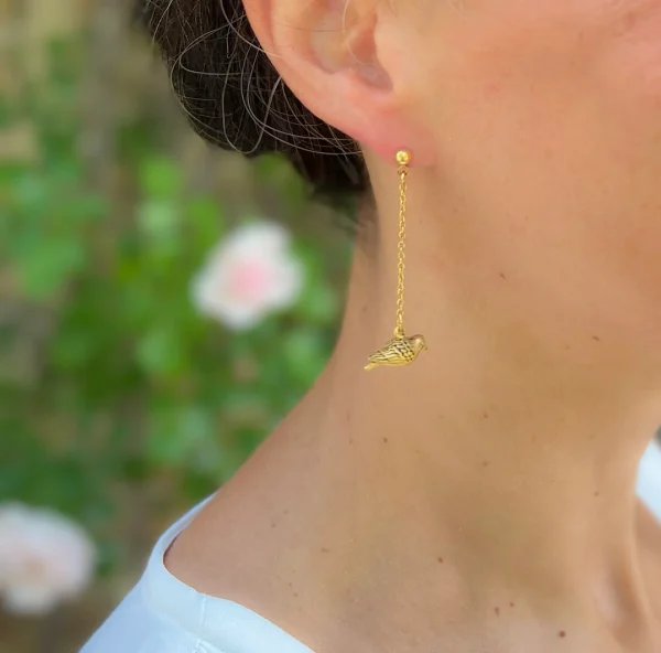 Charming Bird Chain Earrings - Image 3