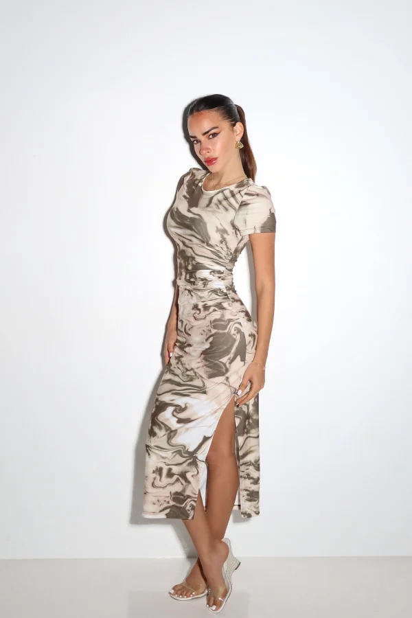 Chic Swirl Print Midi Dress - Image 2