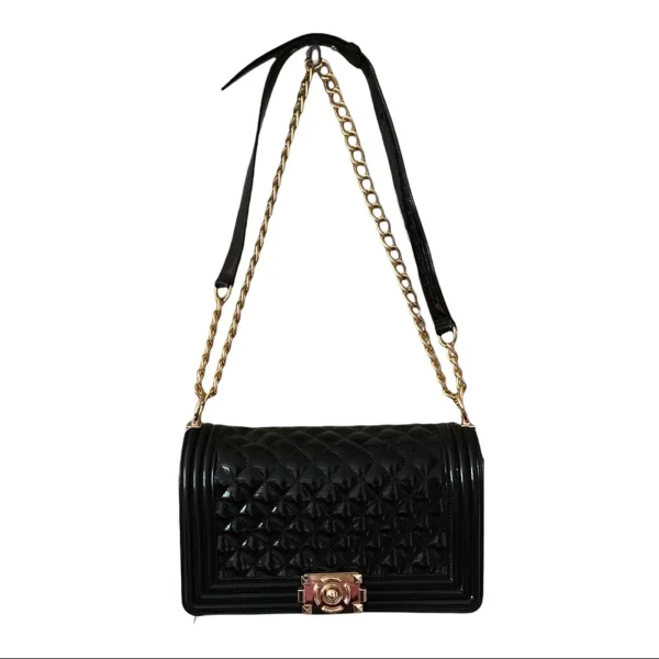 Elegant Black Quilted Shoulder Bag - Image 2