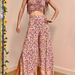 Floral Off-Shoulder Top and Wide-Leg Pants Set